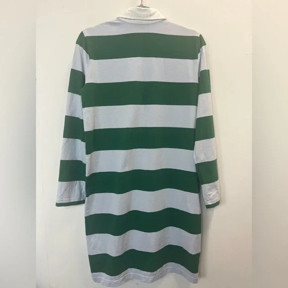 J.Crew Always Rugby Shirt Dress Green Light Blue Size Small 100% Cotton - Picture 3 of 11
